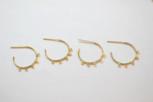 Load image into Gallery viewer, C Shape Earrings Post with 5 loops, 18K Gold, Nickel Free Earrings, Ear Stud Hypoallergenic Earring Findings BB079