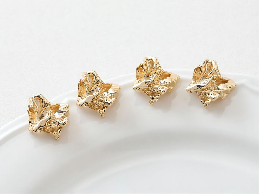 Irregular Ear Post With Loop, S925 Silver Ear Pin Nickel Free Earrings, Gold/Silver Ear Stud, Hypoallergenic Earring Findings G002