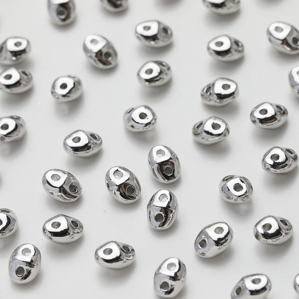 Cuentas espaciadoras de doble agujero, cuentas en forma de diamante, chapadas en oro, accesorio para hacer pulseras y collares, GZ525