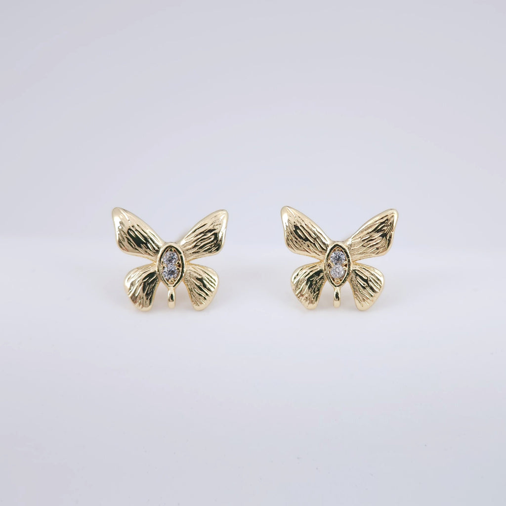 Butterfly Pave Crystal Earring Post, Gold Plated, S925 Silver Pin Nickel Free Earrings, Hypoallergenic Earring ZX228