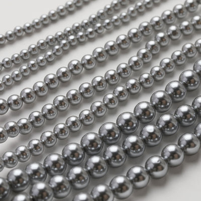 حبات لؤلؤ صدفية مستديرة رمادية فاتحة، 4 مم، 6 مم، 8 مم، حبات ناعمة لصنع المجوهرات، العثور على الخرز بنفسك GE129