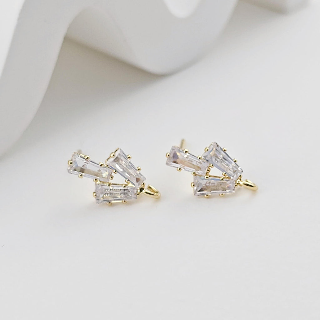 أقراط على شكل ورقة من الزركونيا المكعبة، دبوس من الفضة الاسترلينية عيار 925، مطلية بالذهب عيار 18 قيراطًا مع حلقة، مضادة للحساسية، لوازم صنع الأقراط بنفسك D0281