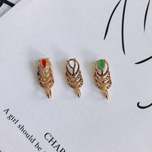 Load image into Gallery viewer, 10pcs CZ Pave Leaves Charm, Cubic Zircon Crystal Leaf Pendant, Bracelet Necklace Pendant, Gold Plated Charm,Jewelry Findings MY034-F121