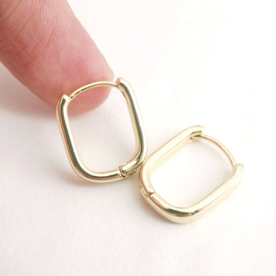 Gold U Shape Hoop Earring, 16.6*14mm, 18K Gold Plated Leverback Earrings, Huggie Hoops Earring D0119