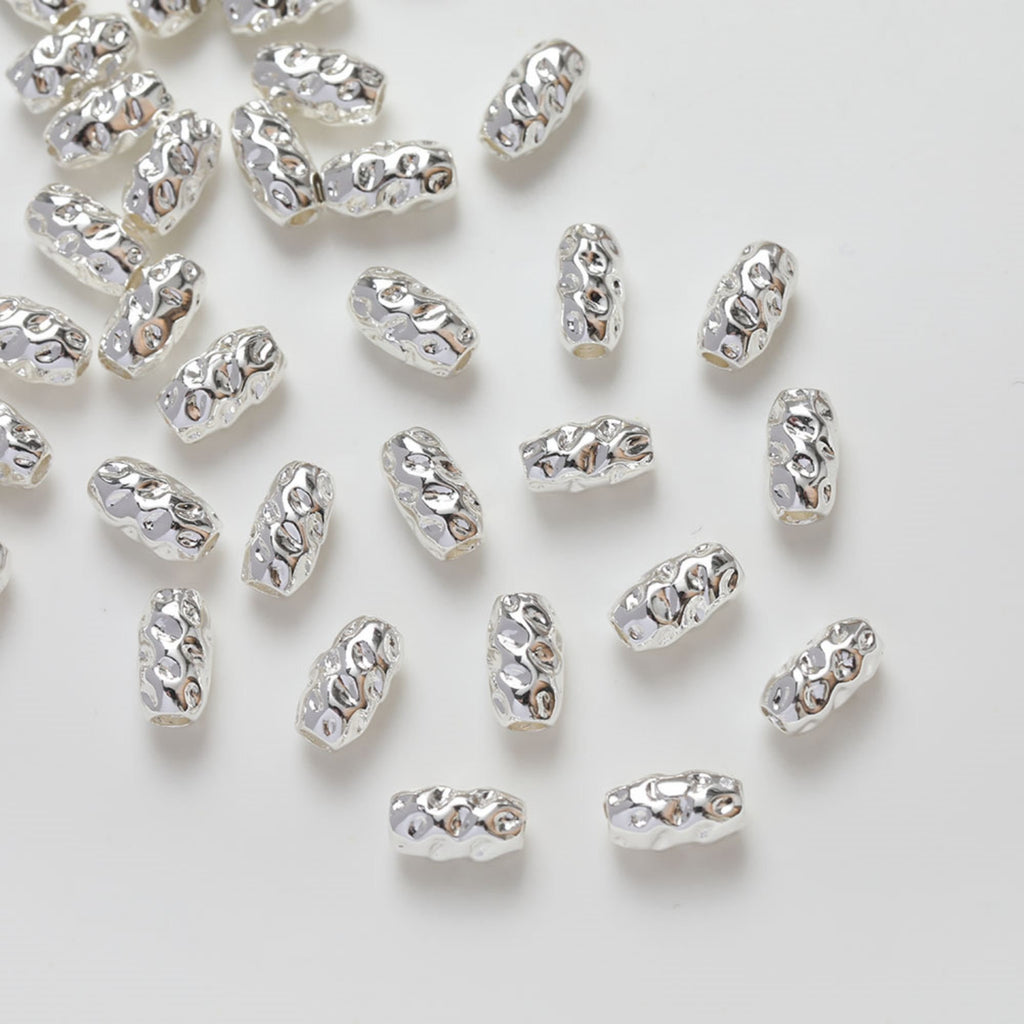 10pcs Gold Plated Stone Beads, Barrel beads, 14K Gold, Silver, white, Spacer Beads, Irregular Beads, Bracelet Beads, Jewelry Finding GZ252