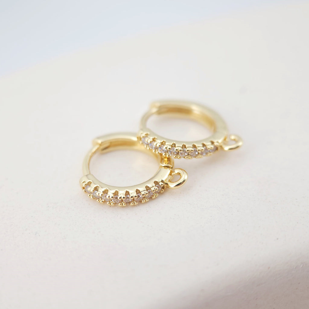 Cubic Zirconia Ear Hoops Multicolor Pave Crystal , 14.8*13.8mm, 18K Gold Plated Leverback Earrings, Huggie Hoops Earring D0156