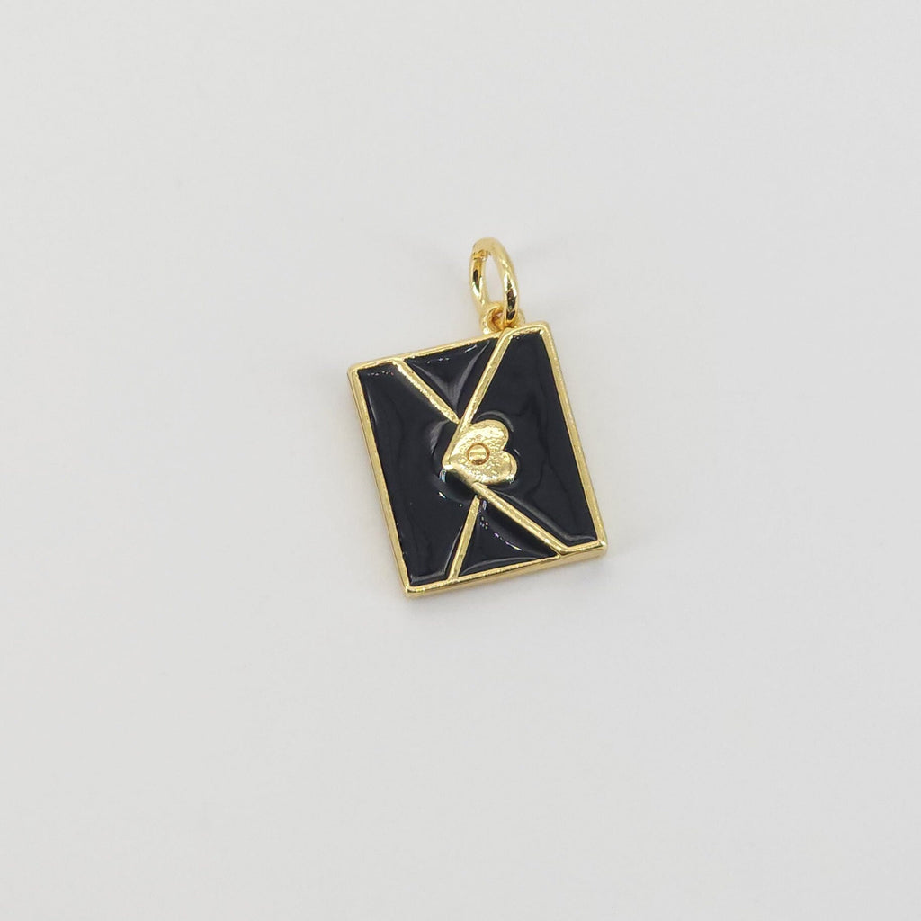 Enamel Envelope Pendant, 18K Gold Plated Pendant, Necklace Making Charm, Jewelry Findings S20717