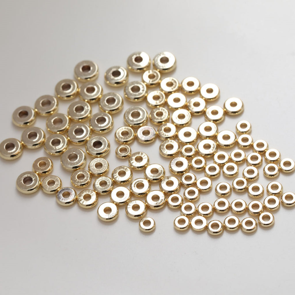 20pcs- 14K Gold Donut Spacer Beads, Tone Rondelle Spacer Beads, 4mm,5mm,6mm, Bracelet Making, Jewelry Finding SC022