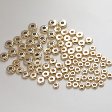 Load image into Gallery viewer, 20pcs- 14K Gold Donut Spacer Beads, Tone Rondelle Spacer Beads, 4mm,5mm,6mm, Bracelet Making, Jewelry Finding SC022