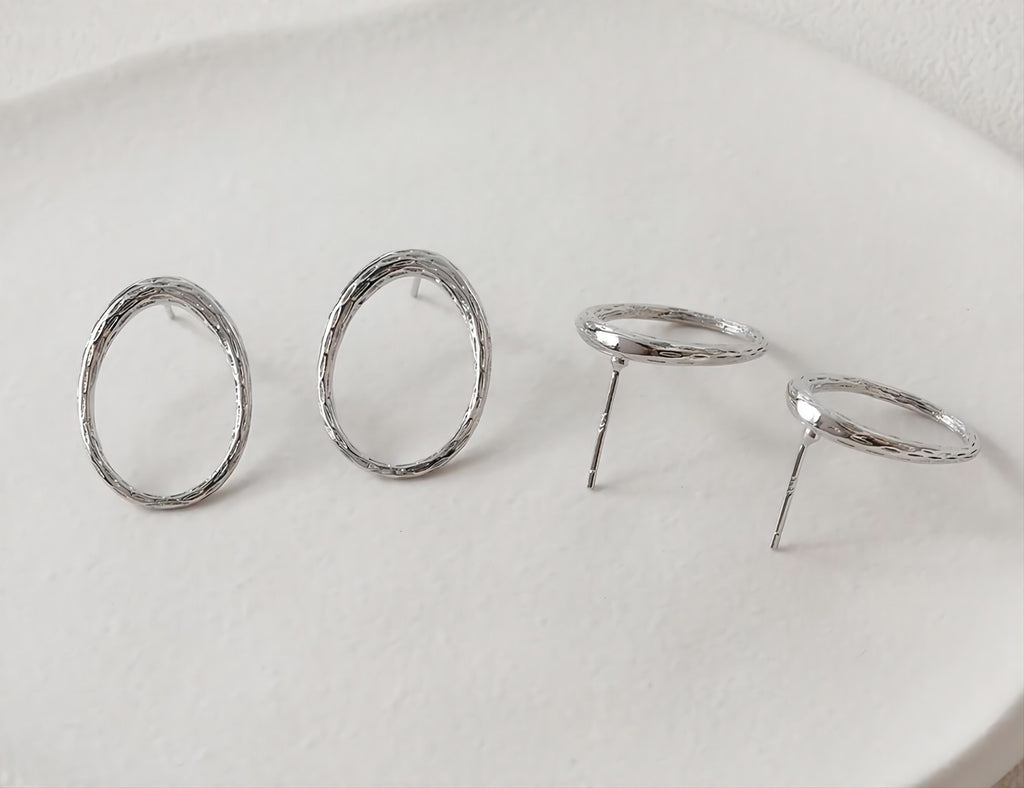 Oval shape Ear Post, S925 Silver Ear Pin Nickel Free, Gold/Silver Ear Stud, 17x23mm, Hypoallergenic Earring Findings G0020