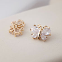 Load image into Gallery viewer, Dainty Butterfly Charm, CZ Micro Pave Charm, 14K Gold Plated Kawaii Charm for Jewelry Making F269