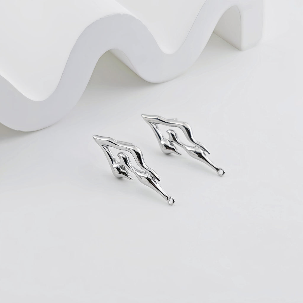 قرط أذن غير منتظم على شكل سائل ذائب، ذهب/فضة عيار 14 قيراطًا، خالٍ من النيكل، قرط أذن مع حلقة ZX276