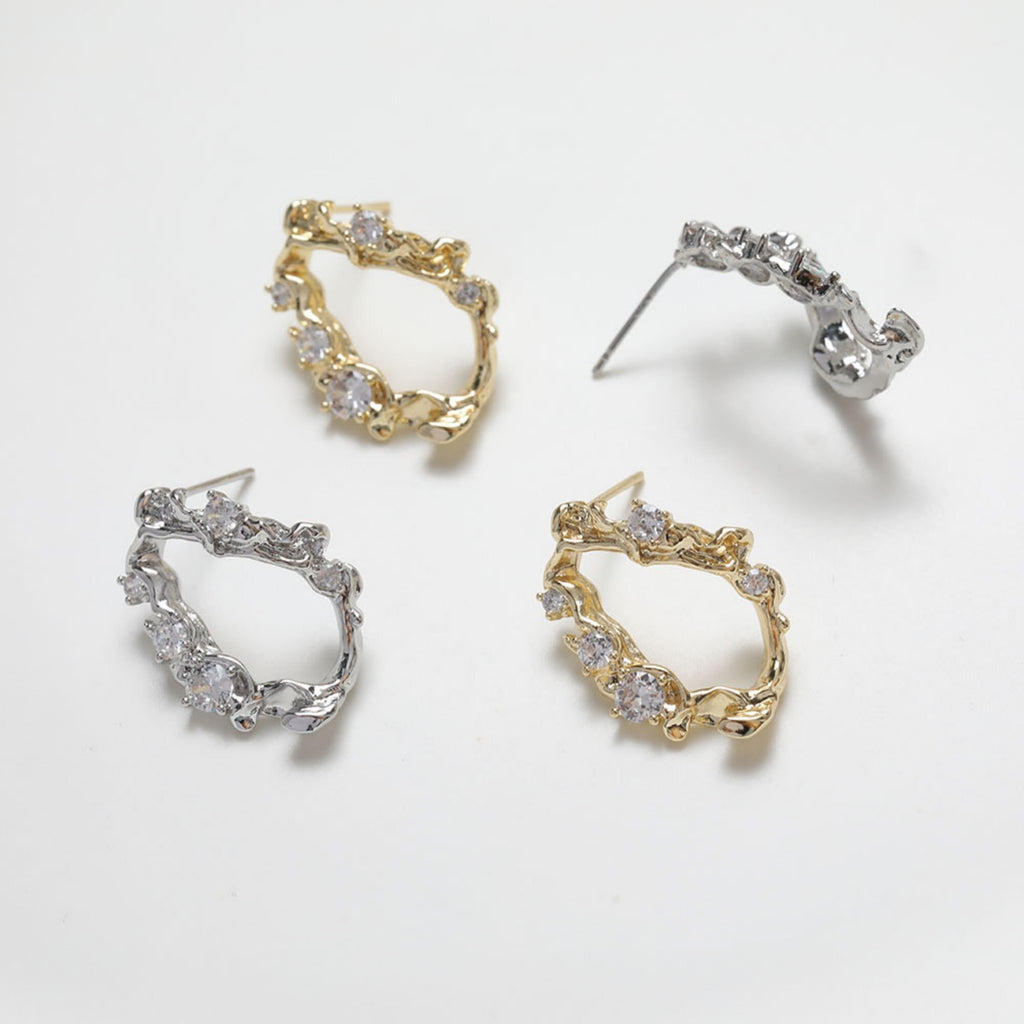 Irregular Niche Ear Post With Loop, S925 Silver Ear Pin Nickel Free Earrings, Gold/Silver Ear Stud, Hypoallergenic Earring Findings BB016