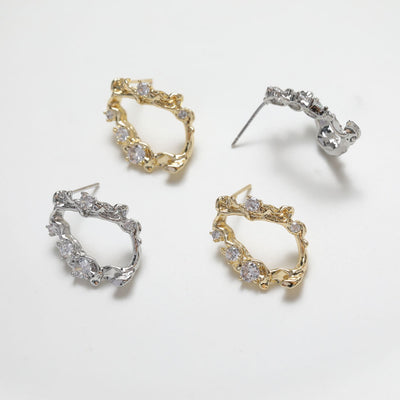 Irregular Niche Ear Post With Loop, S925 Silver Ear Pin Nickel Free Earrings, Gold/Silver Ear Stud, Hypoallergenic Earring Findings BB016