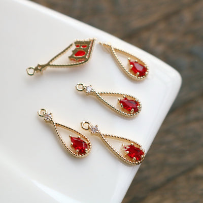 10pcs- Crystal Tiny Teardrop Charms, 14K Gold Plated Teardrop Pendant, 6*16mm, Jewelry Findings HL048-F149