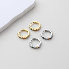 Load image into Gallery viewer, CZ Multicolor Earring Hoop, Gold Plated Huggie Hoop Earring, Leverback Earring, DIY Earring  Findings, Handmade Earring Supplies D0524-D0527