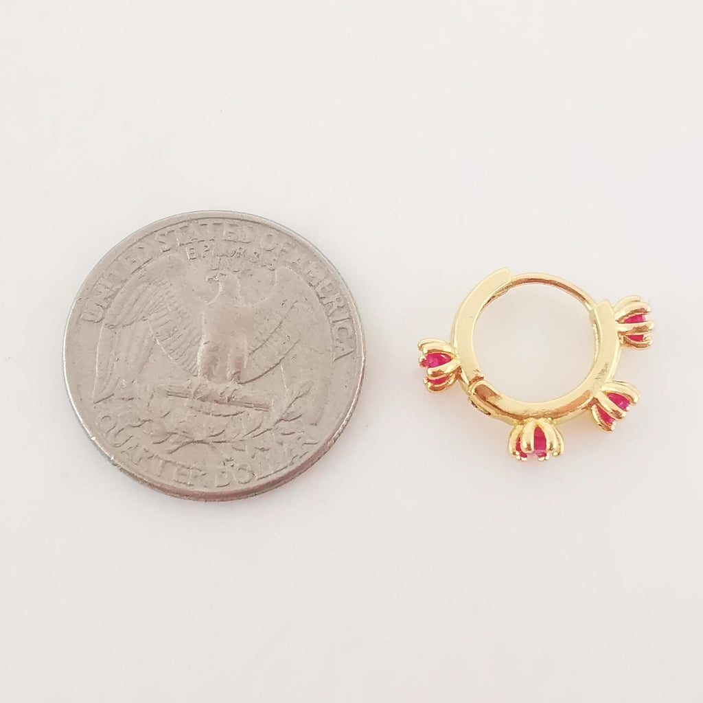 Flower Cubic Ear Hoops Pave Crystal , 16mm, 18K Gold Plated Leverback Earrings, Huggie Hoops Earring S20264