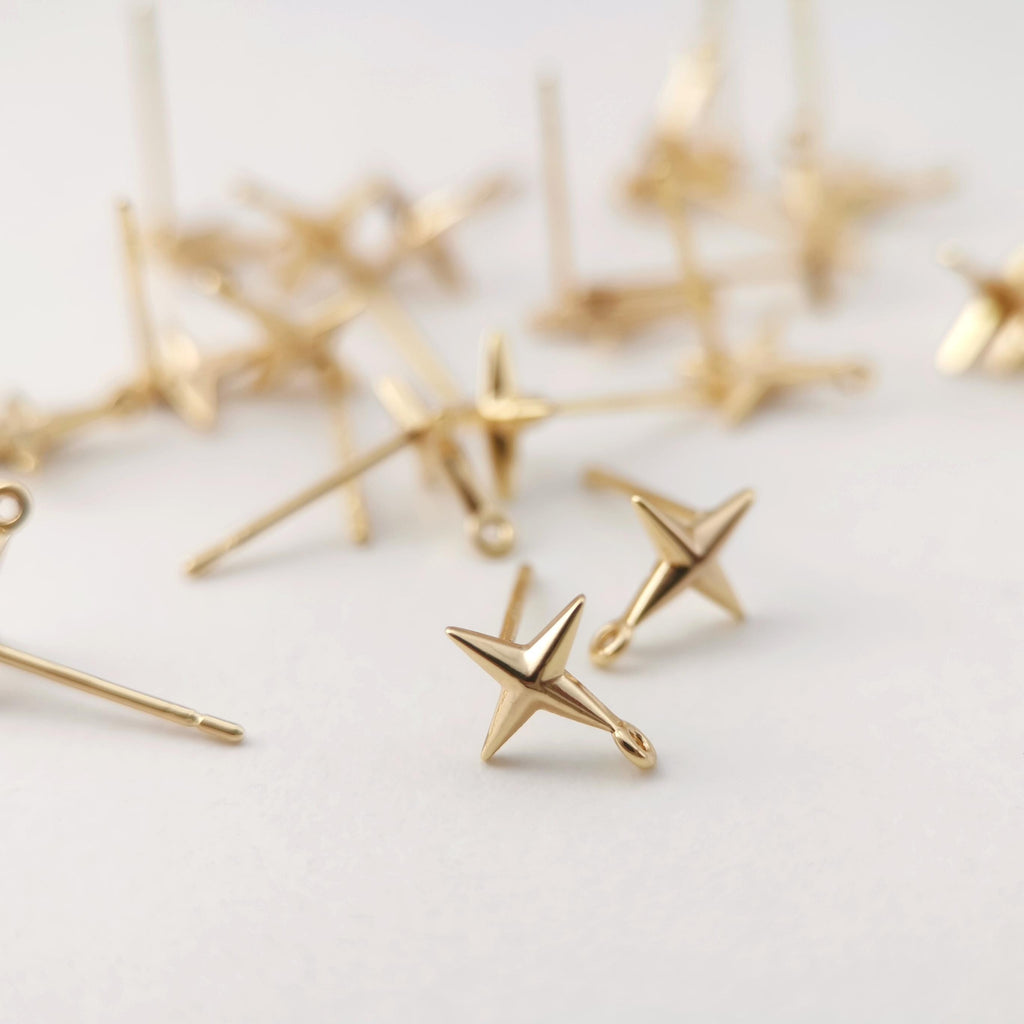 10pcs Gold Star Earring Post With Loop, Nickel Free Earrings, Ear Stud with Loop, Hypoallergenic Earring Findings Z092
