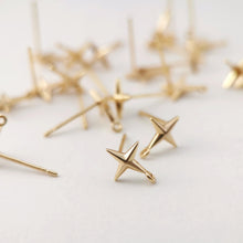 Load image into Gallery viewer, 10pcs Gold Star Earring Post With Loop, Nickel Free Earrings, Ear Stud with Loop, Hypoallergenic Earring Findings Z092
