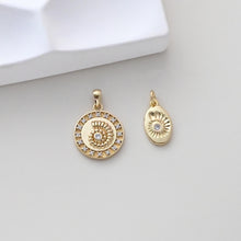 Load image into Gallery viewer, Gold Plated Seashell Charm, Round Seashell Pendant, 18k Gold Plated Brass, Bracelet Making, Jewelry Findings S1312