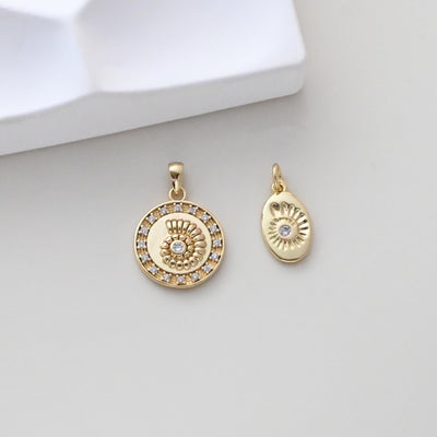 Gold Plated Seashell Charm, Round Seashell Pendant, 18k Gold Plated Brass, Bracelet Making, Jewelry Findings S1312