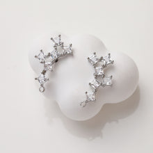 Load image into Gallery viewer, Irregular Pave CZ Earring Post, 14K Gold/Silver Plated,  S925 Silver Pin Nickel Free Earrings, Hypoallergenic Earring Findings GZ397