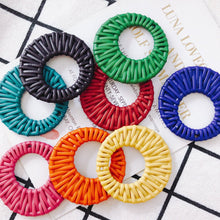 Load image into Gallery viewer, 10PCS Resin Faux Woven Rattan Round Hollow Pendant, 8 Colors You Choose, S925 Silver Ear Stick, Nickel Free, Earring Finding MY009