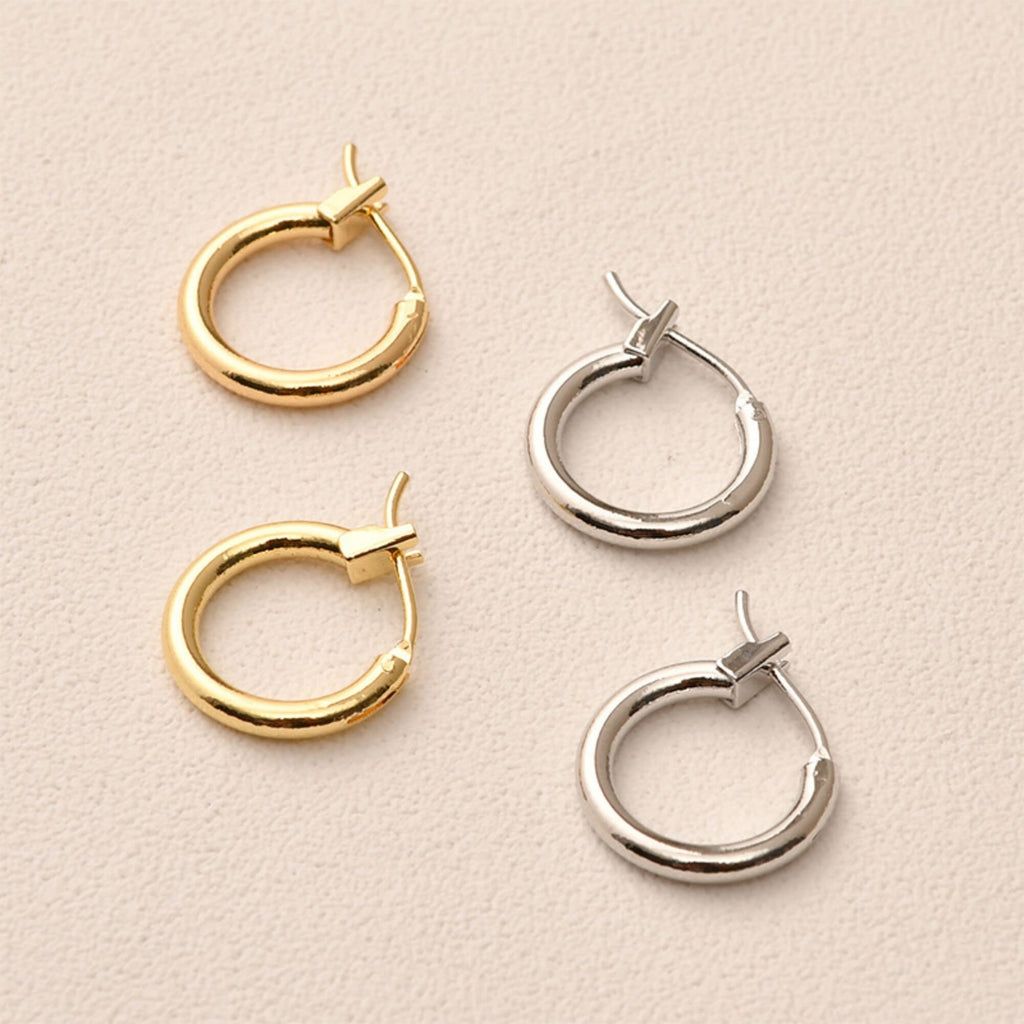 14K Gold Plated Round Hoop Earring, Huggie Hoops Earring Parts, Spring Ear Hoops, 15mm, 16mm, hoop earrings LL120-ZX7035