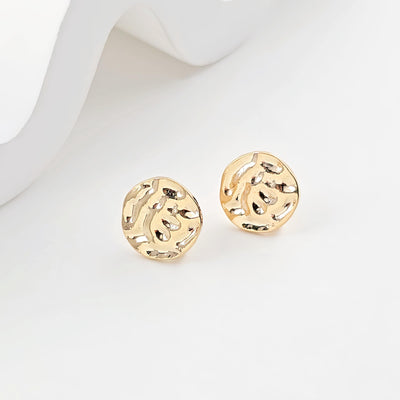 14K Gold Round Hammered Post With Loop, Round Stud Earring Nickel Free, 11mm, Hypoallergenic Earring Findings ZX304-Z083