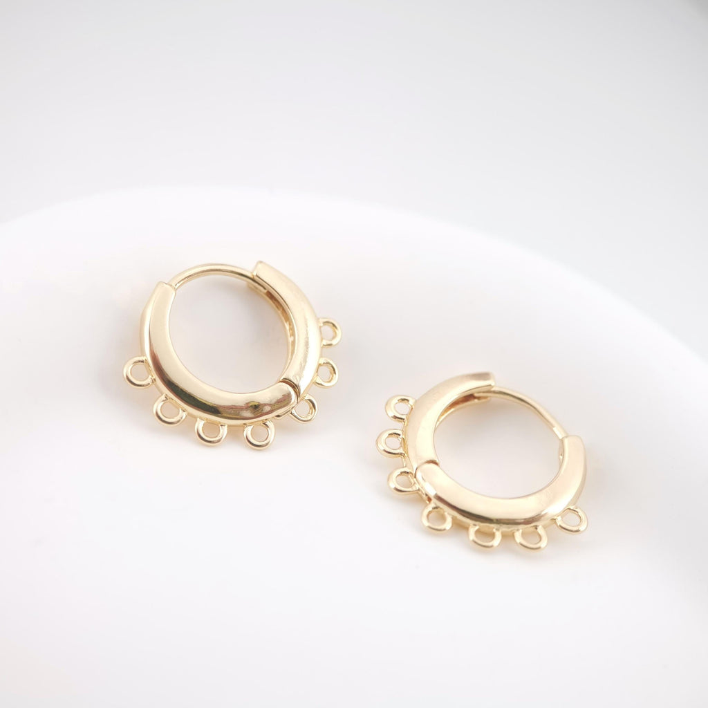 10PCS Leverback Earring Parts with 7 loops, 18K Gold Plated Huggie Hoops Earring Parts, Ear Hoops, earring findings for Jewelry Making ZX046