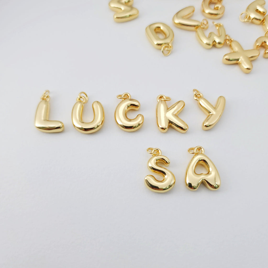Alphabet Letter Charm, 18K Shiny Gold Plated Initial Charm, Personalized Minimalist Letter Charm for Necklace Bracelet Making S1235