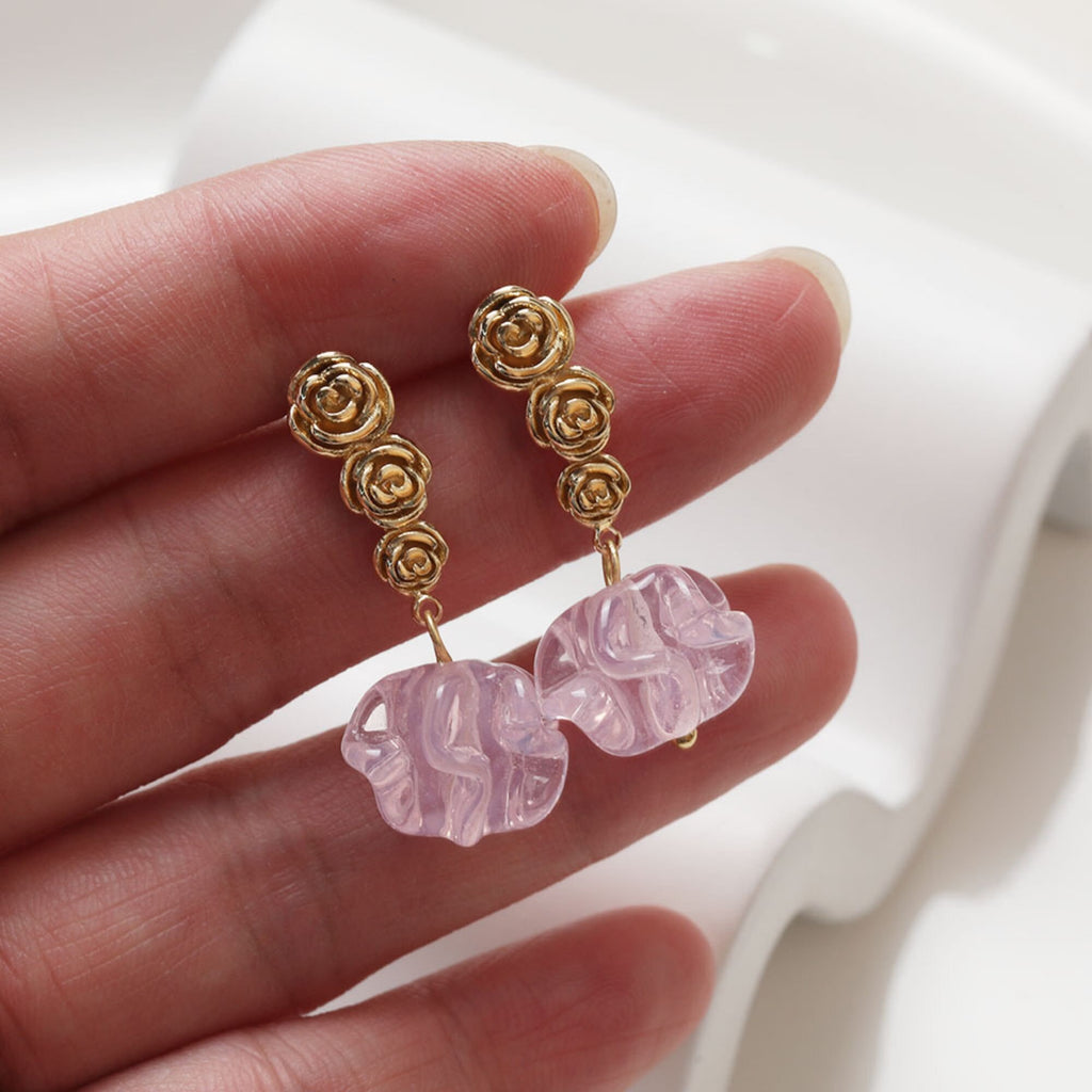 Rose Ear Stud, S925 Silver Ear Pin Nickel Free Earrings, Gold/Silver Stud Earrings, Hypoallergenic Earring Findings BB005-D0131