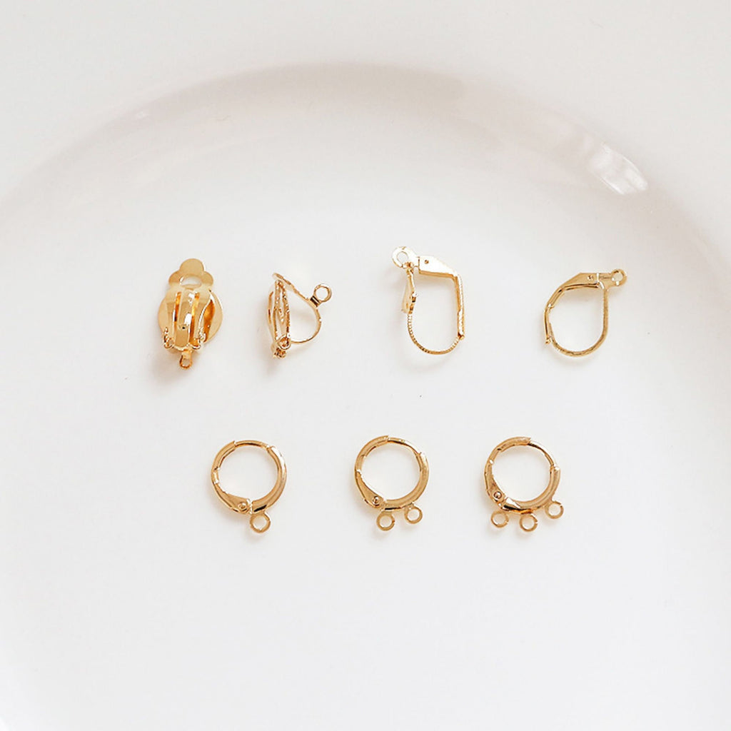 10 Pcs Hoop Earring Findings, with loop, Clip on, 18K Gold Plated, DIY Earring Finding BY008-ZX7024