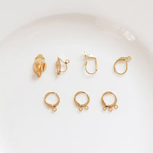 Load image into Gallery viewer, 10 Pcs Hoop Earring Findings, with loop, Clip on, 18K Gold Plated, DIY Earring Finding BY008-ZX7024