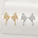 Irregular Butterfly Earring Post with loop, 14K Gold/Silver, S925 Silver Pin Nickel Free Earring, Hypoallergenic Earring Finding LL208