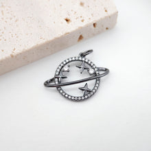 Load image into Gallery viewer, Saturn Planet Charms, Clear Cubic Planet Pendant, 18K Gold Plated, Necklace Making Charms, Jewelry Findings S725