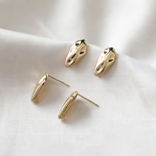 Load image into Gallery viewer, Irregular Stone Ear Post With Loop, S925 Silver Ear Pin Nickel Free Earrings, Gold Ear Stud, Hypoallergenic Earring Findings JJ016-ZX7001