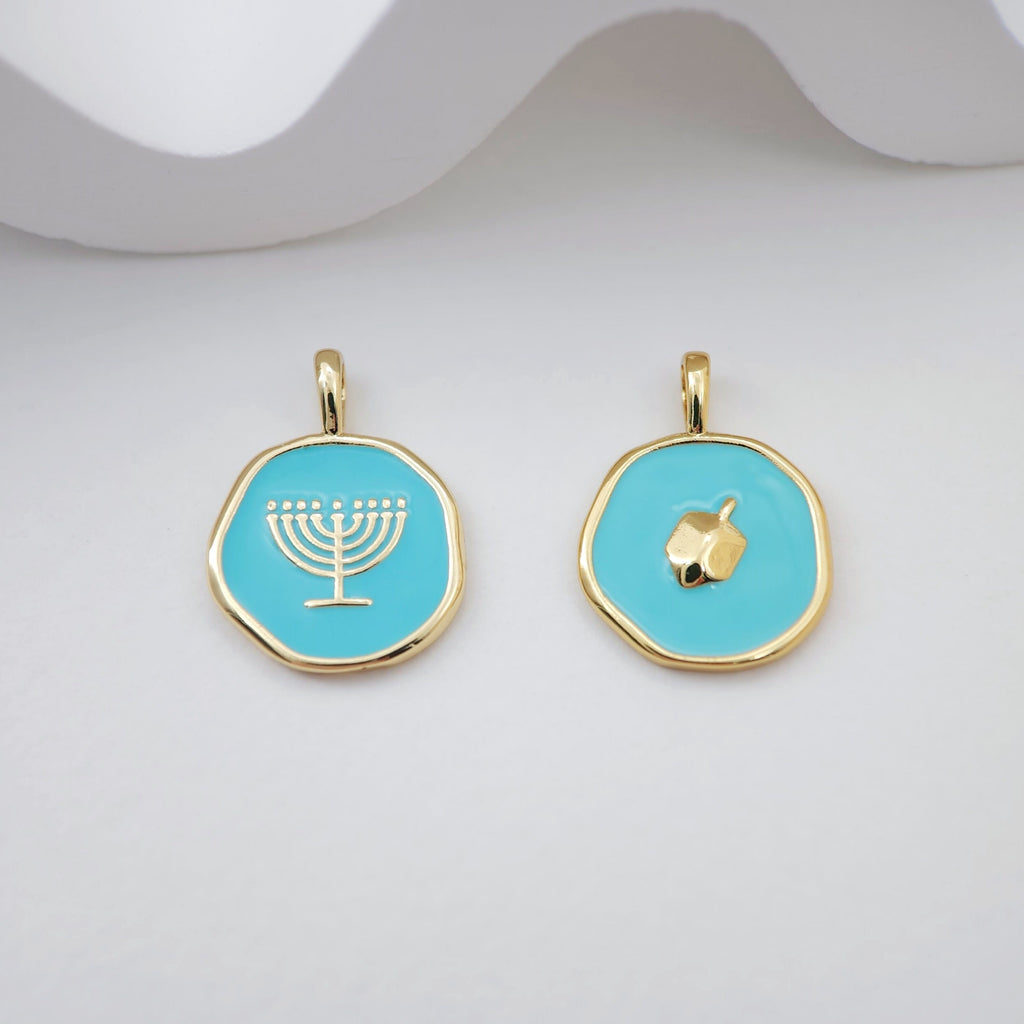 Multistyle Enamel Circle Charm, Wine Glass, Shield , 18K Gold Plated, Necklace Bracelet Making Pendant S1113