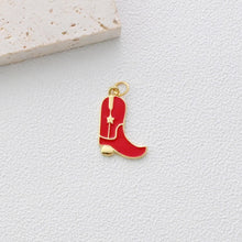 Cargar imagen en el visor de la galería, Colgante de botas de vaquero, dijes de botas de lluvia esmaltadas, dijes de botas chapados en oro de 18 quilates, fabricación de pulseras y collares, accesorios de joyería S1346