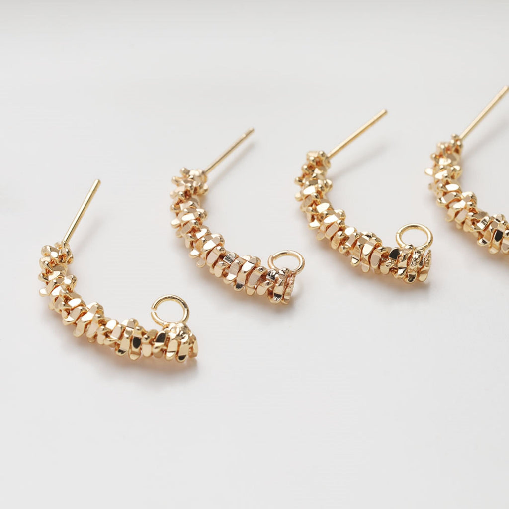 قرط أذن ملتوي منحني، مطلي بالذهب عيار 14 قيراطًا، خالٍ من النيكل، قرط أذن مضاد للحساسية، JG068-ZX192