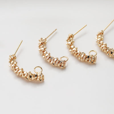 قرط أذن ملتوي منحني، مطلي بالذهب عيار 14 قيراطًا، خالٍ من النيكل، قرط أذن مضاد للحساسية، JG068-ZX192