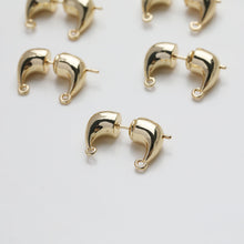 Cargar imagen en el visor de la galería, Pendientes de aro con diseño de cuerno de vaca, oro/plata de 14 quilates, pendientes de plata S925 sin níquel, accesorios hipoalergénicos para pendientes tipo botón GE116