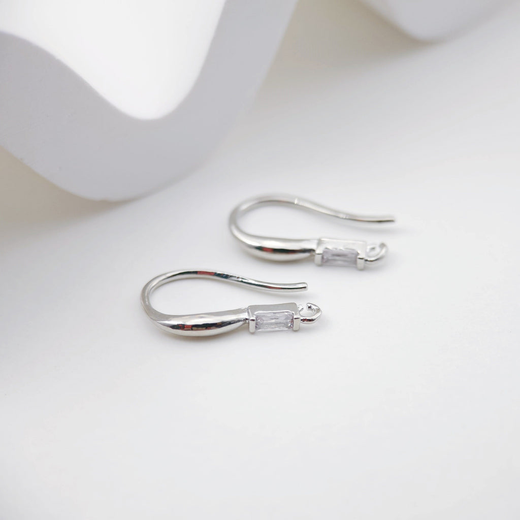 Small Zircon Ear Wire Hook, Gold Plated Earring Hook, Hypoallergenic Hooks Earring , Handmade Earring Findings  Supplies D0091