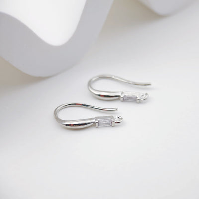 Small Zircon Ear Wire Hook, Gold Plated Earring Hook, Hypoallergenic Hooks Earring , Handmade Earring Findings  Supplies D0091