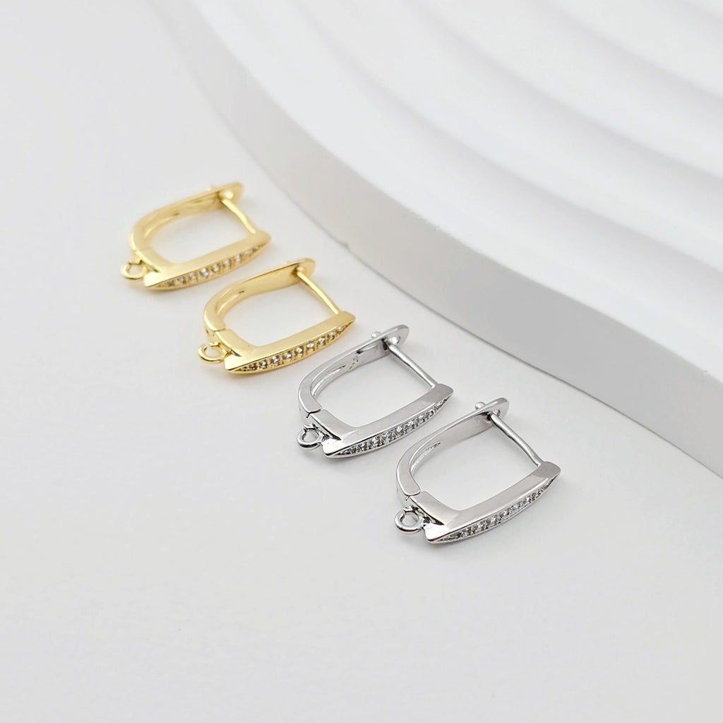 قرط حلقي مطلي بالذهب عيار 18 قيراطًا على شكل حرف U، أجزاء قرط حلقي هاجي، ظهر رافعة، 17.6*12 مم، قرط حلقي لصنع المجوهرات D0271