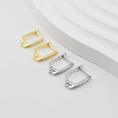 18K Gold Plated U Shape Hoop Earring, Huggie Hoops Earring Parts, Lever Back, 17.6*12mm, Hoop earring for Jewelry Making D0271