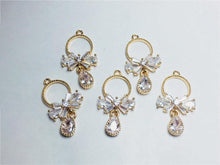 Load image into Gallery viewer, CZ Pave Bow Tie Charm, Cubic Zircon Crystal Bow Tie Pendant,  Necklace Pendant, 14K Real Gold Plated Charm, Jewelry Findings JY012-F010