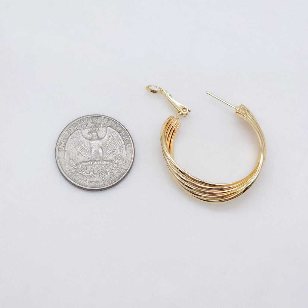 Gold Ear Hoops, 36.3*30.8mm, 18K Gold Plated Earrings, Huggie Hoops Earring ZX129