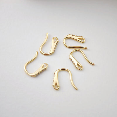 18K Gold Plated Ear Wires, Cubic Pave Earring Hooks, Nickel Free, Fish Hooks, Ear Wires for Jewelry Making D0191