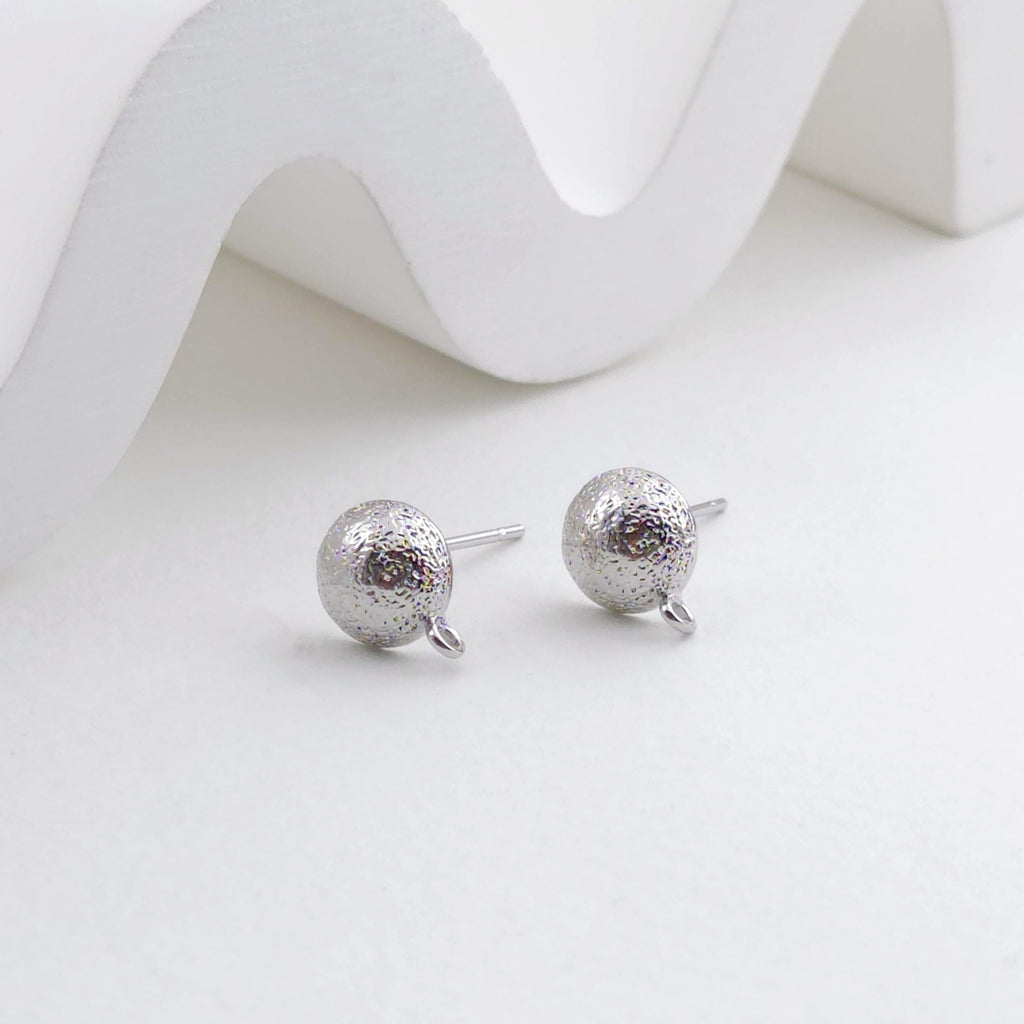 Pendientes de botón redondos con aro en oro de 14 quilates, superficie esmerilada, sin níquel, broche de plata S925, accesorios hipoalergénicos ZX317